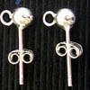 Sterling Silver Earring Studs 2.5mm & Stoppers x 1 pair