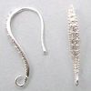 Sterling Silver Earring Hooks w CZ crystals x 1 pair
