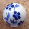 Ceramic Beads ~ 12mm Round Blue Flowers x 10 pcs