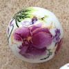 Ceramic Beads ~ 12mm Round Purple Orchids x 10 pcs