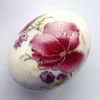 Ceramic Beads ~ 18mm Oval Fuchsia Flowers x 10 pcs