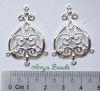 Chandelier Connectors ~ Filigree 35x20mm Silver Plated x 2 pairs