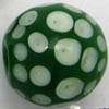 Lampwork Beads ~ 20mm Round GREEN Dots x 1