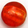 Lampwork Beads ~ 20mm Lentil RED Foil x 6