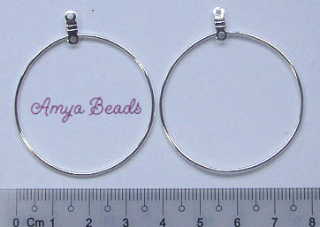 Round Earring Hoops (Style 1) ~ 40mm Silver Plated x 5 pairs