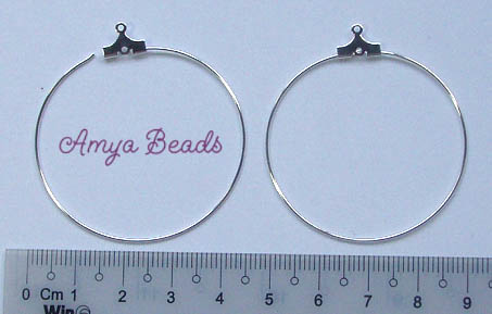 Round Earring Hoops (Style 3) ~ 40mm Silver Plated x 5 pairs