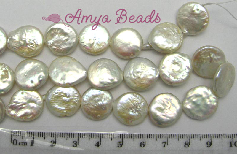 Freshwater Pearls ~ Flat Coin 16mm WHITE x 24