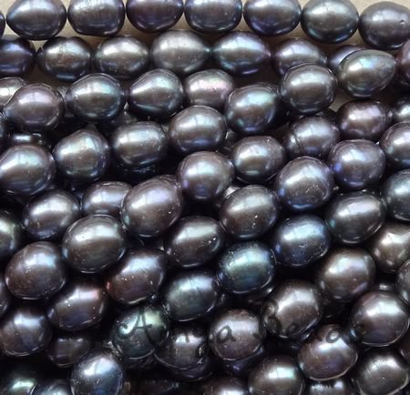 Freshwater Pearls ~ Oval 9-10mm BLACK IRIS x 37
