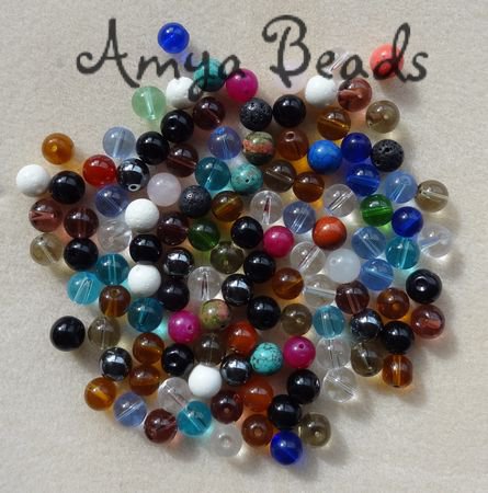 GEMSTONE MIX~ Smooth Round 12mm Beads x 30