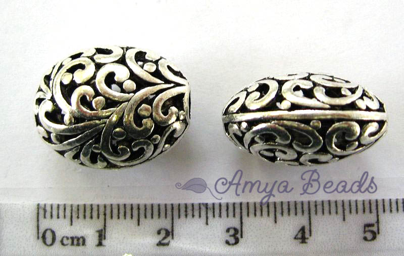 Alloy Metal Beads ~ 22x18mm Puffy Oval x 10 pcs