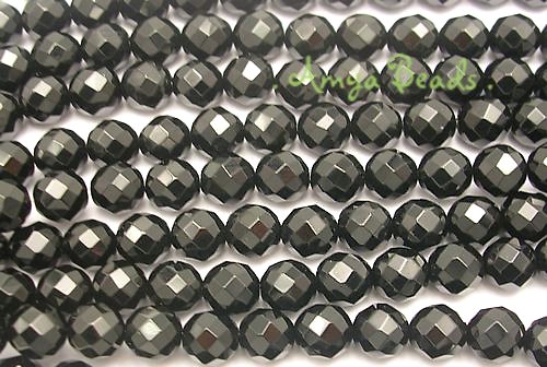 BLACK ONYX ~ Faceted Round 6mm Beads x 66