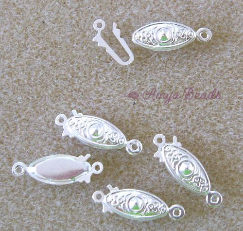 Fishhook Clasps ~ 20mm Silver Plated x 5 sets