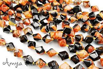 ORANGE CRYSTAL AGATE ~ Faceted Bicone 20mm