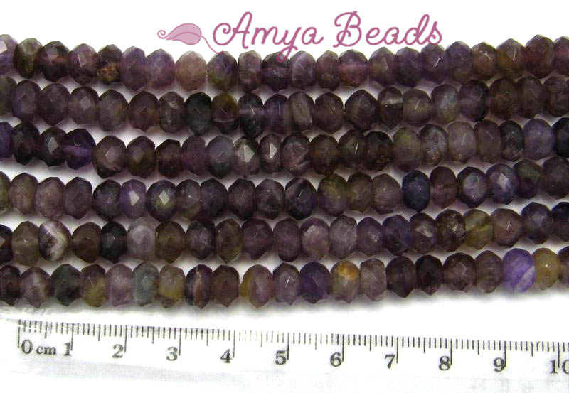 AMETHYST (Greyish Purple) ~ 5x8mm Faceted Rondells x 78