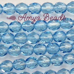 Fire-polished Faceted Round ~ 8mm AQUAMARINE x 75