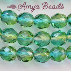 Fire-polished Faceted Round ~ 6mm BLUE/GREEN x 80