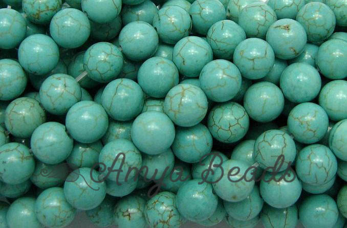 BLUE HOWLITE ~ 6mm Smooth Round Beads x 67