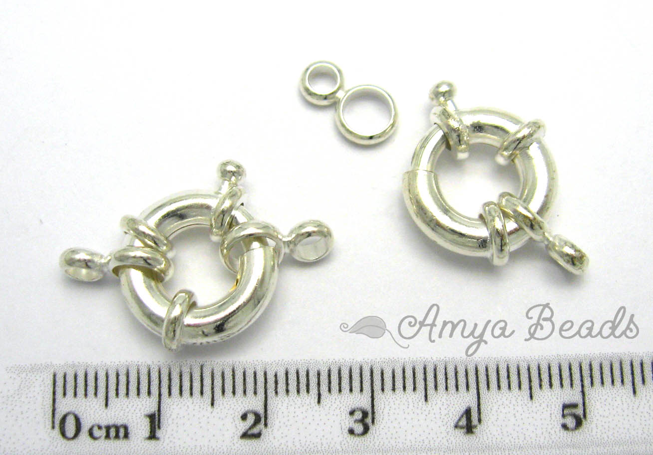 Bolt Ring Clasps ~ Large 15mm Silver Plated x 1 pc