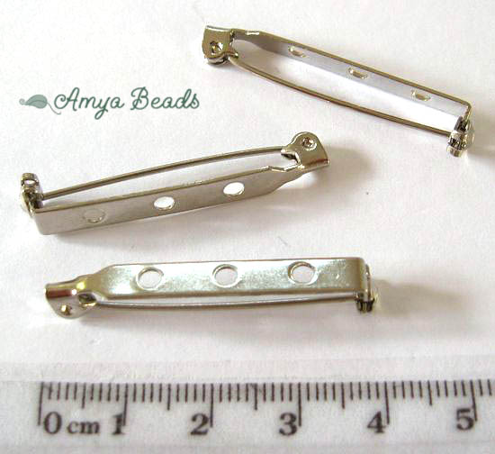 Brooch Pins ~ 4cm Nickel Plated x 5 pcs