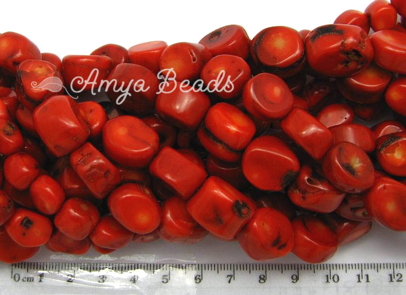 CORAL RED ~ 14-17mm Large Nuggets x 27