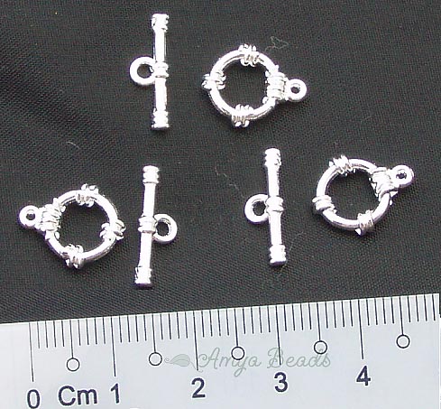 Toggle Clasps ~ Small 12mm Silver x 5 sets