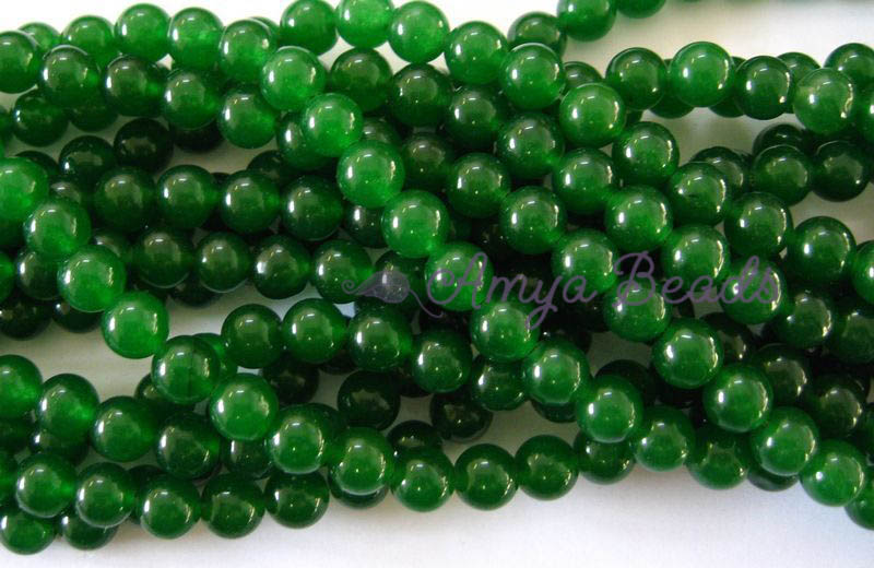 GREEN JADE ~ 8mm Smooth Round Beads x 50