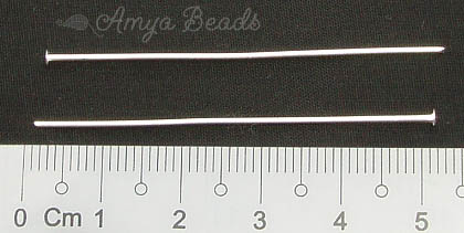 Head Pins ~ Nickel 50mm Medium x 100 pcs