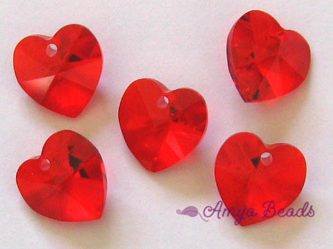 *BULK* Swarovski Heart 6202 ~ 10mm LIGHT SIAM RED x 20 pcs