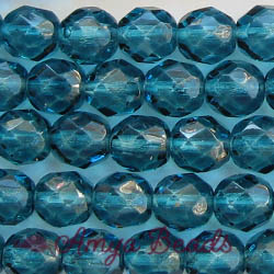 Fire-polished Faceted Round ~ 8mm INDIGO x 75