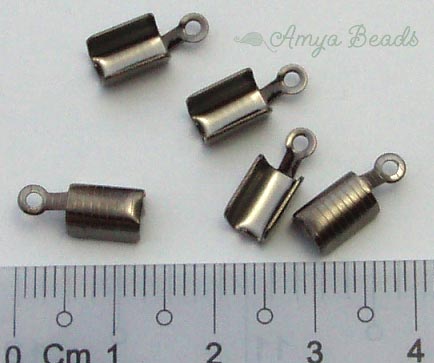 Leather Ends ~ Large 13mm Black Nickel Plated x 20 pcs