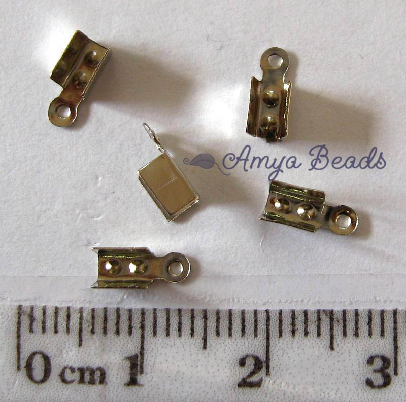 Leather Ends ~ Small 9mm Nickel Plated x 20 pcs