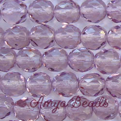 Fire-polished Faceted Round ~ 6mm LIGHT AMETHYST x 80