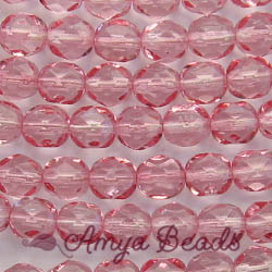 Fire-polished Faceted Round ~ 4mm LIGHT ROSE x 120
