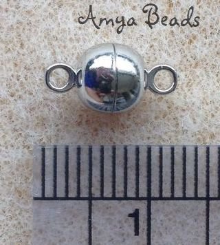 Magnetic Clasps ~ Round Ball Platinum 6mm x 5 pc
