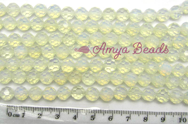 Opalite ~ Faceted Round 8mm WHITE x 4 strands