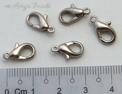 Parrot Clasps ~ 13mm Nickel Plated x 10 pcs