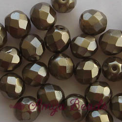 Fire-polished Faceted Round ~ 8mm PEARLISED BROWN x 75