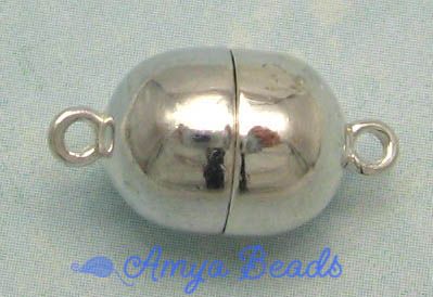 Sterling Silver Magnetic Clasp ~ 14mm Oval x 1 set