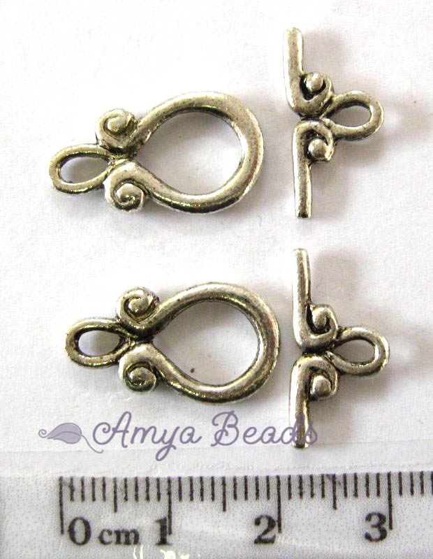 Toggle Clasps ~ 18mm Oval Antique Silver x 50 sets