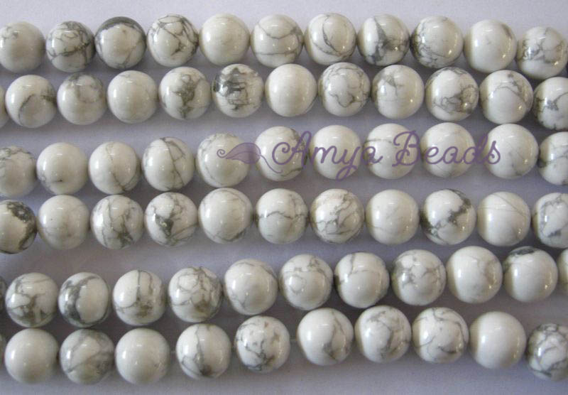 WHITE HOWLITE ~ 6mm Smooth Round Beads x 67
